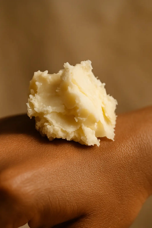 Rich shea butter on skin for deep nourishment and hydration