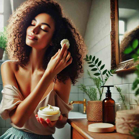 Woman applying shea butter on her skin – top shea butter benefits for glowing, hydrated skin