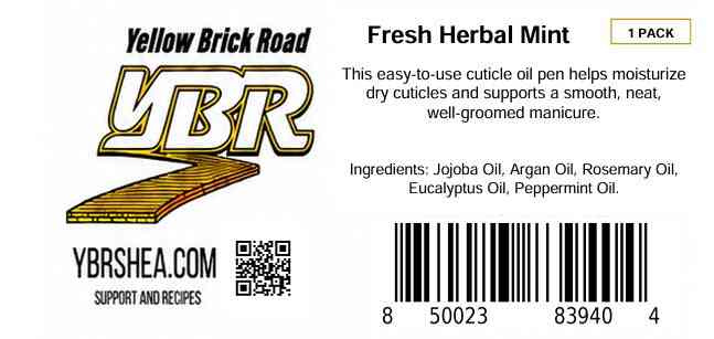 Yellow Brick Road Cuticle Oil Pen for Nails, Fresh Herbal Mint Scent, Moisturizing Nail and Cuticle Oil with Brush Applicator, 1 Pack