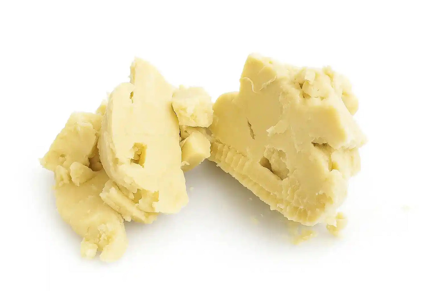 Ivory raw unrefined shea butter chunks for skin care, 100% pure and natural, ideal for deep moisturizing and DIY beauty products.