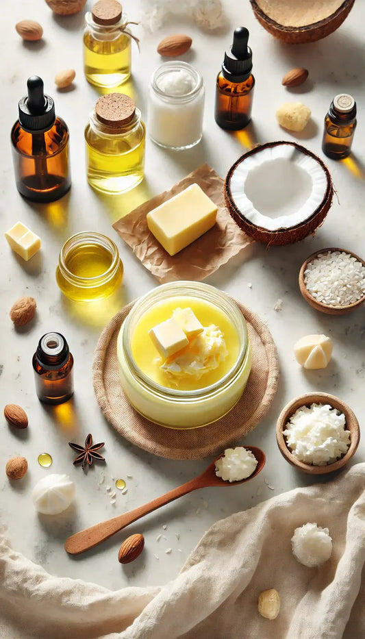 Creative yellow shea butter uses with oils, coconut, and natural ingredients