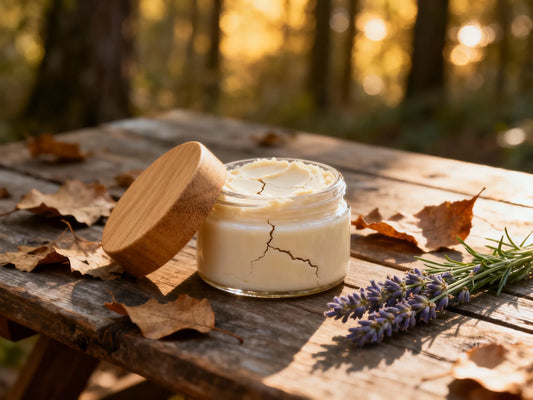 Side-by-side comparison of raw Shea Butter and Cocoa Butter.