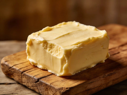 Applying a small amount of raw Shea Butter to facial skin.