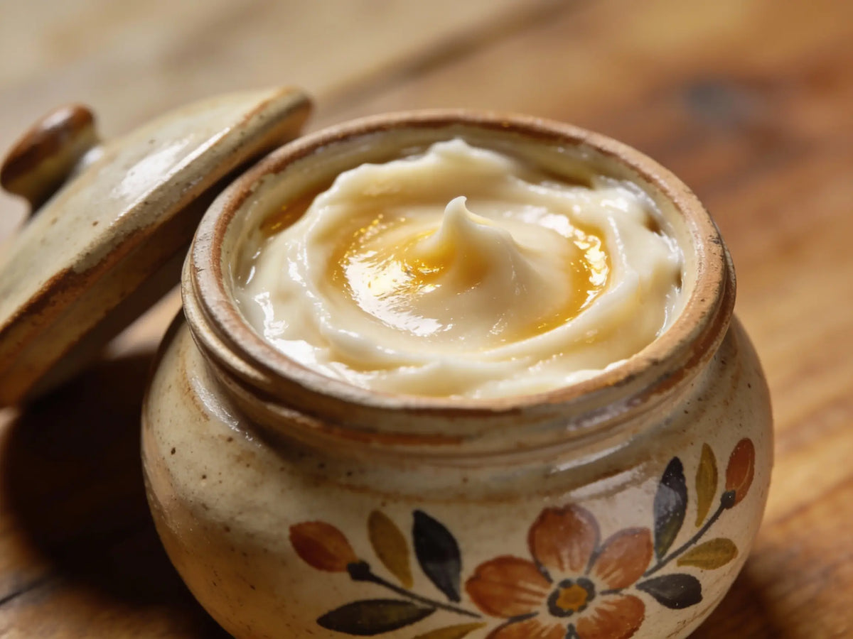 Applying raw Shea Butter to skin with different textures.