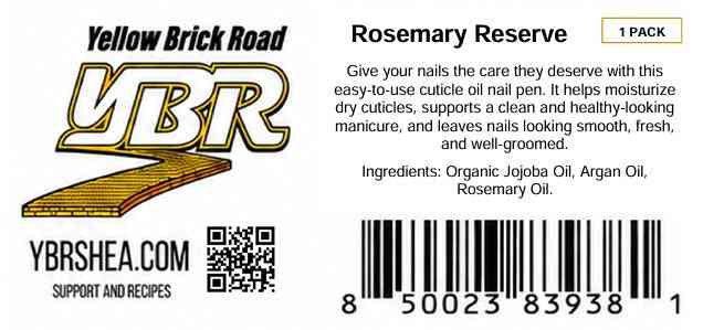 Yellow Brick Road Cuticle Oil Pen for Nails, Rosemary Reserve Scent, Moisturizing Nail and Cuticle Oil with Brush Applicator, 1 Pack