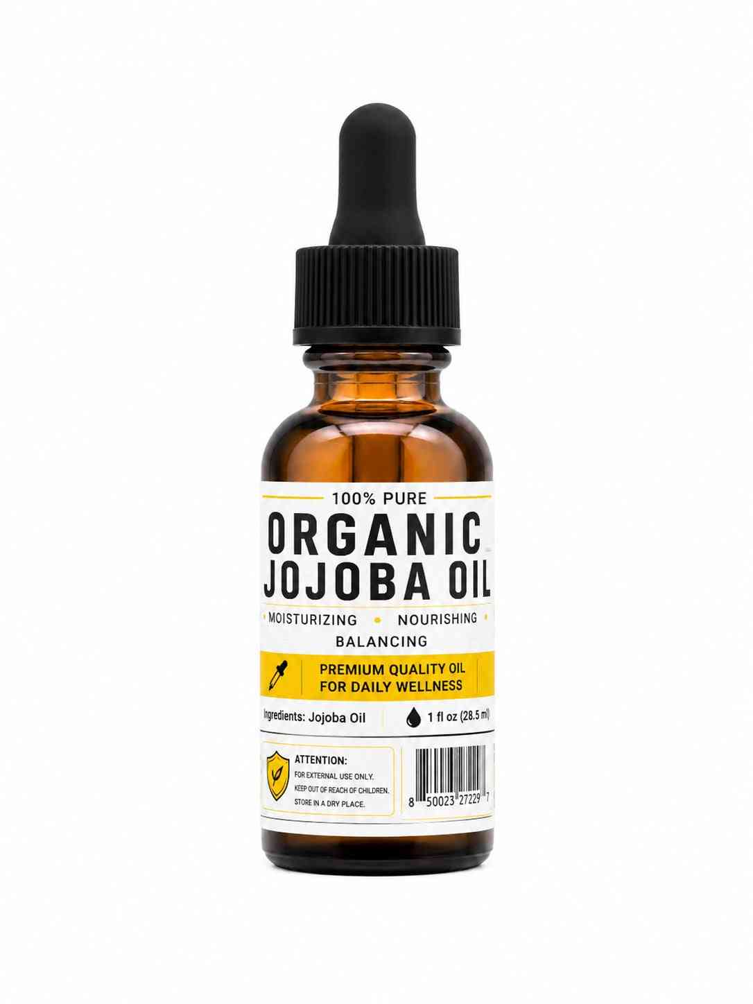 Organic Jojoba Oil, 1 oz Amber Glass Dropper Bottle - Essential Oil
