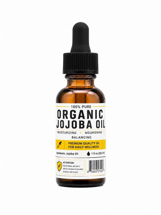 Organic Jojoba Oil, 1 oz Amber Glass Dropper Bottle - Essential Oil