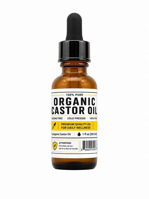 Organic Castor Oil, 1 oz Amber Glass Dropper Bottle - Essential Oil
