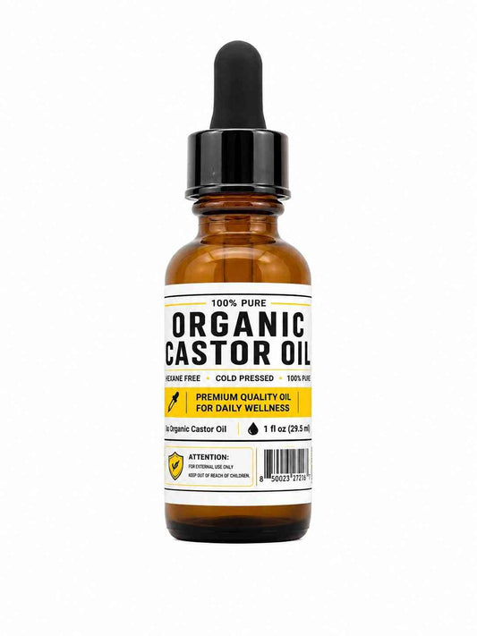 Organic Castor Oil, 1 oz Amber Glass Dropper Bottle - Essential Oil
