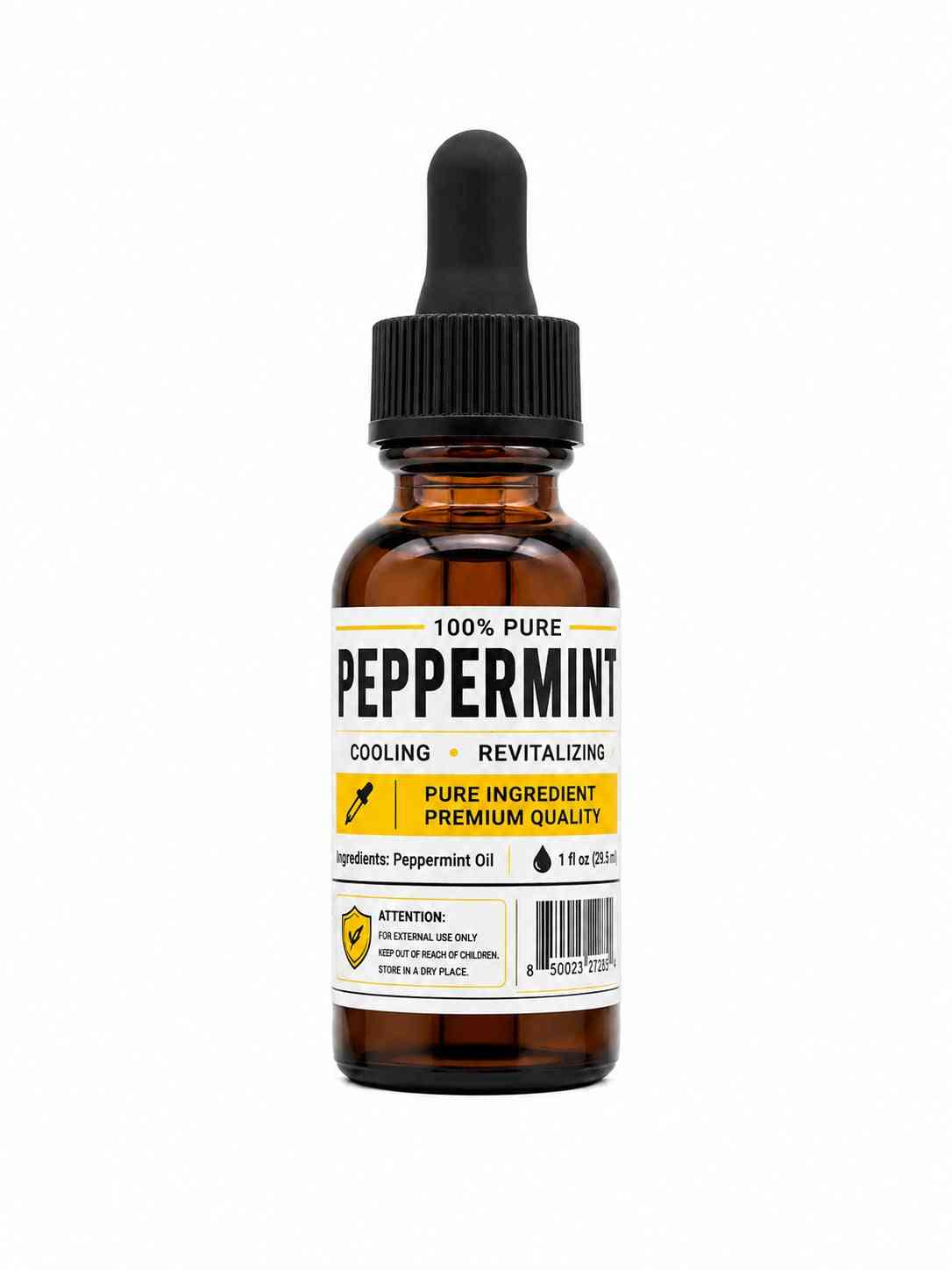 Peppermint Oil, 1 oz Amber Glass Dropper Bottle - Essential Oil
